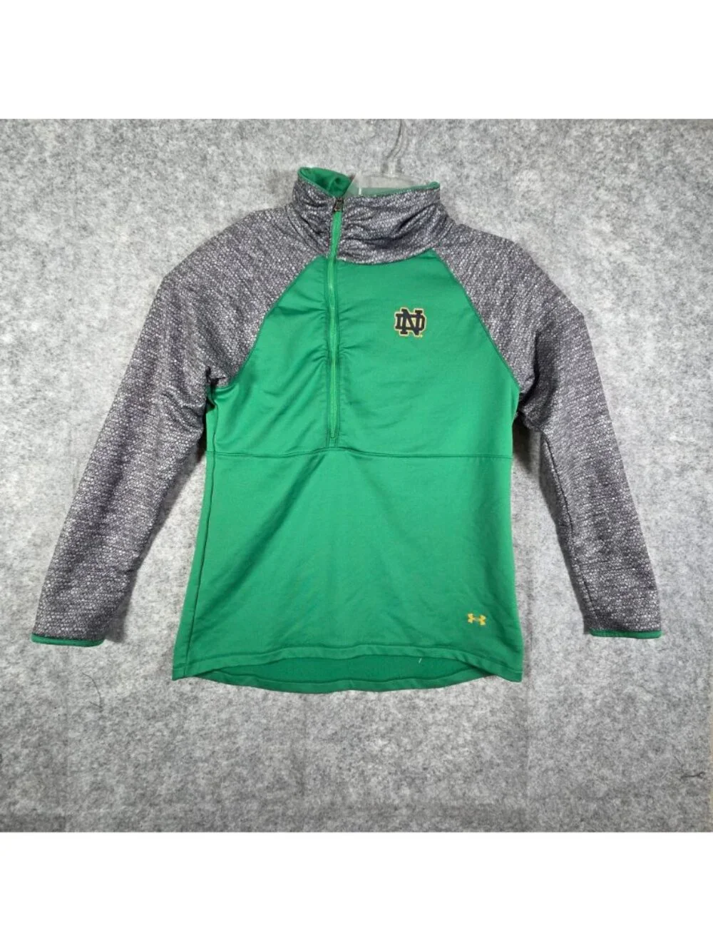 Under Armour Notre Dame Fighting Irish 1/4 Zip Pullover Green Size L - Picture 2 of 9